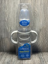 Dr. Brown's Milestones 8oz Sippy Bottle Soft Silicone Handles Gray New Sealed