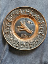 Kupferteller mit Gänse-Motiv Landhausstil Deko