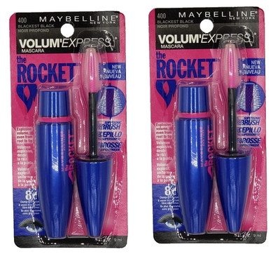2 Pack Maybelline Volum'Express The Rocket Washable Mascara 400 Blackest Black
