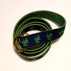 Leather Man Essex CT Vintage Belt Frog Embr D-Ring Canvas Size XL Preppy Blue