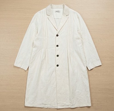 Ichi Antiquites Cotton Linen Pintuck Long Coat Ivory Cardigan Made in Japan
