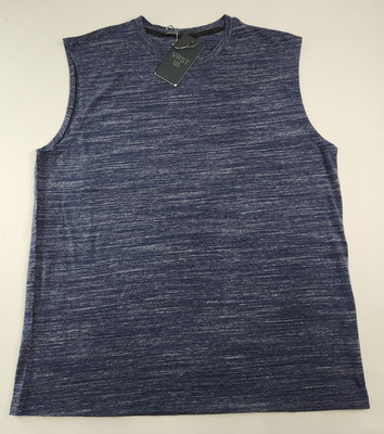 VSRT Mens Dark Blue Marble Sleeveless Essential Muscle Tank Top Size L