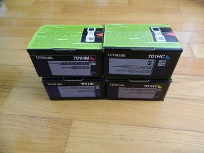 GENUINE SET 4 LEXMARK HI-YLD TONER CARTRIDGE 701HK 701HC 701HY 701HM CS410 CS510