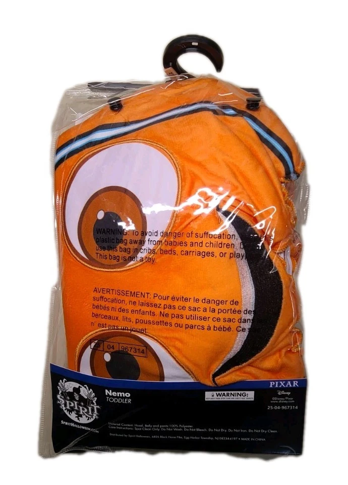 Disney Buscando a Nemo Niño 2T Disfraz de Peluche Completo Conjunto de 3 Piezas Nuevo con Etiquetas Halloween Foto 4 de 4