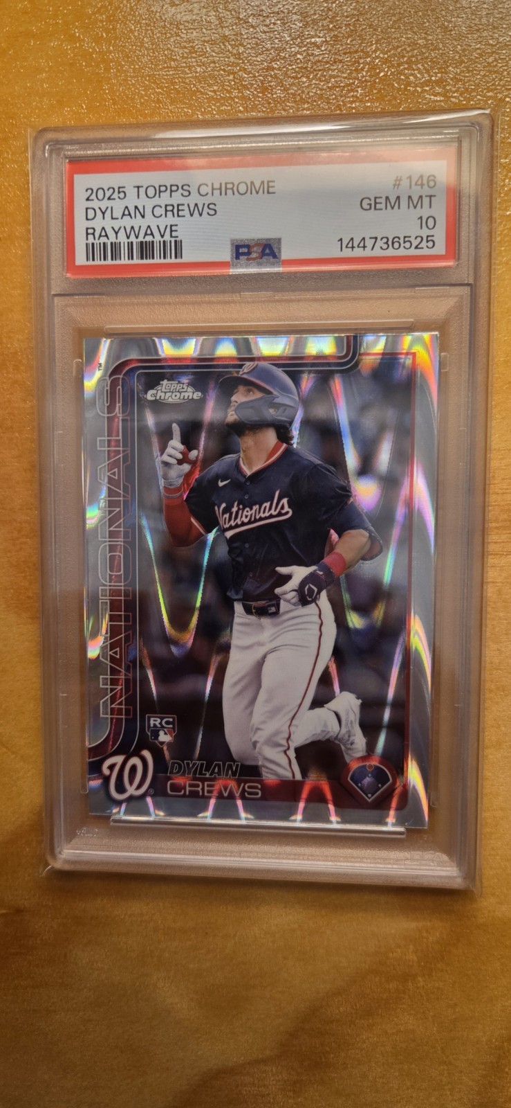 2025 Topps Chrome DYLAN CREWS #146 Raywave Refractor Rookie RC PSA 10 Nationals