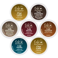 Cafe Escapes K-cups Coffee Pods Variety Sampler Includes Cafe Mocha, Vanilla,...