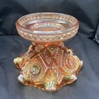 Fancy VTG Imperial Marigold Carnival Art Glass Punch Bowl Base Hobstar & Arches