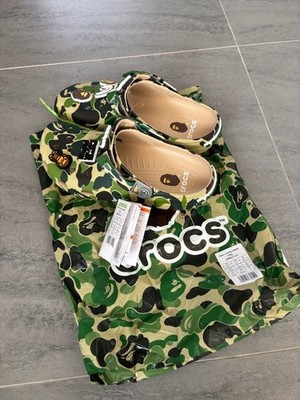 new BAPE (Bathing Ape) x CROCS - Green Camo - ALL SIZES + free