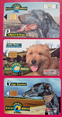 3 telephone cards SPAIN from the series RAZAS CANINAS Ibericas C57