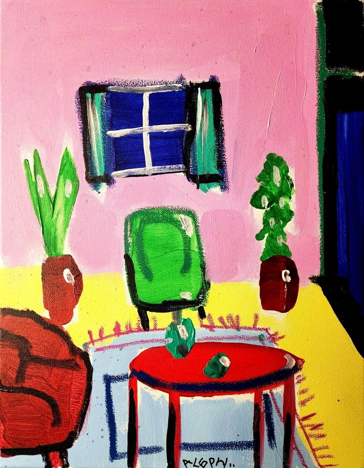 Оригинальная художественная розовая комната 14x11 красочная современное искусство акриловая живопись на холсте - Изображение 2 из 4