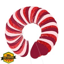 Burgundy Red Glitter Heart Garland 52ft, Valentine Party Banner