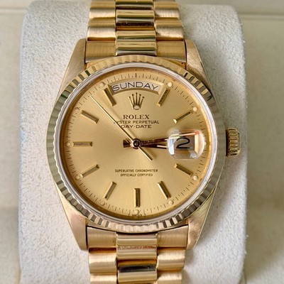 Rolex Day-Date 36 President 18K Yellow Gold Champagne Dial Fluted