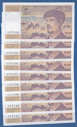 VERY RARE!!! 20 FRANCS DEBUSSY 1988 ALPHABET W.023 NEW