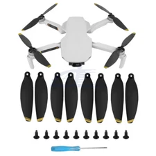 8pcs Low-Noise Propellers Blades RC Drone Props Black & Gold For DJI Mini 2 SE