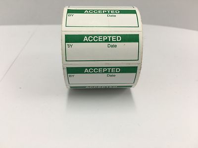 350 Labels of 1-1/2'' x 5/8'' Green ACCEPTED Inspection Quality Control Labels