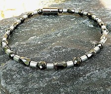 Men  s Women  s 100 BLACK n Silver Magnetic Hematite Necklace Anklet Bracelet
