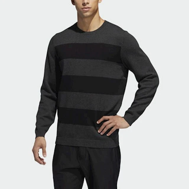 ADIDAS DQ2285 Golf Blended Crew Sweater Stripe Black / Heather ( L ) | eBay