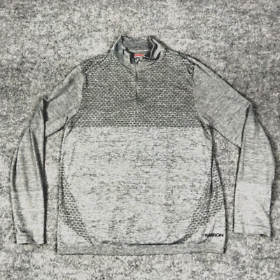 Karbon Shirt Mens L Gray 1/4 Zip Moisture Wicking Breathable Mid Layer