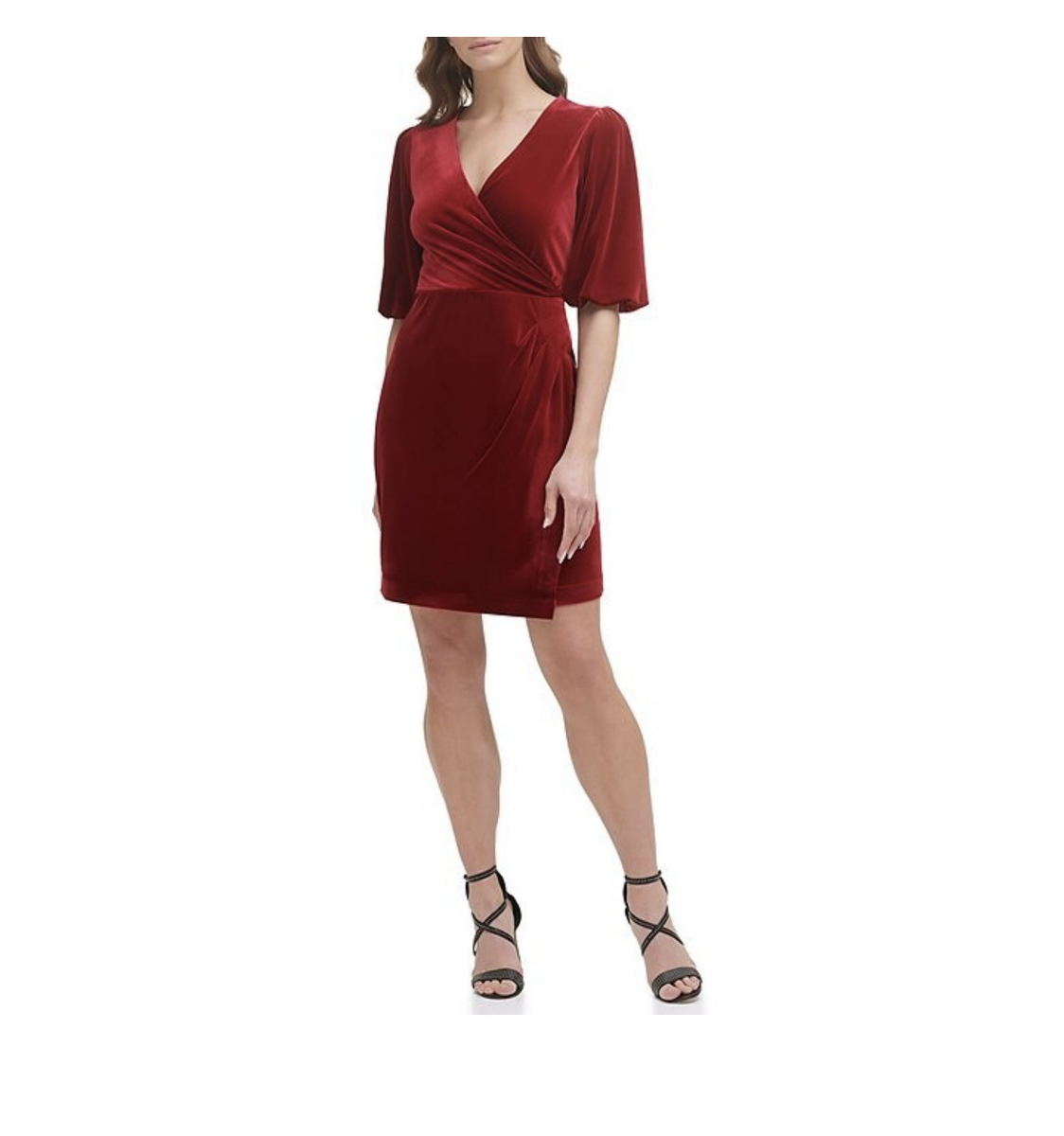 dkny red velvet dress Red Velvet Dress / DKNY / Red / Wrap / Modern Vintage / Size US 8, UK 12