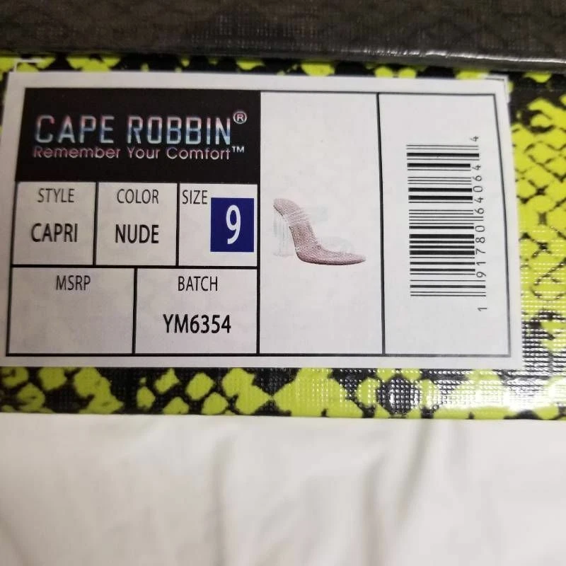 Sandalias Cape Robbin Capri para mujer 9 desnudas transparentes sin cordones anillo tacones bloque Foto 2 de 4