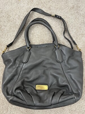 Marc By Mark Jacobs Q Fran Leather Satchel Shoulder Bag Tote GREY 100% AUTHENTIC