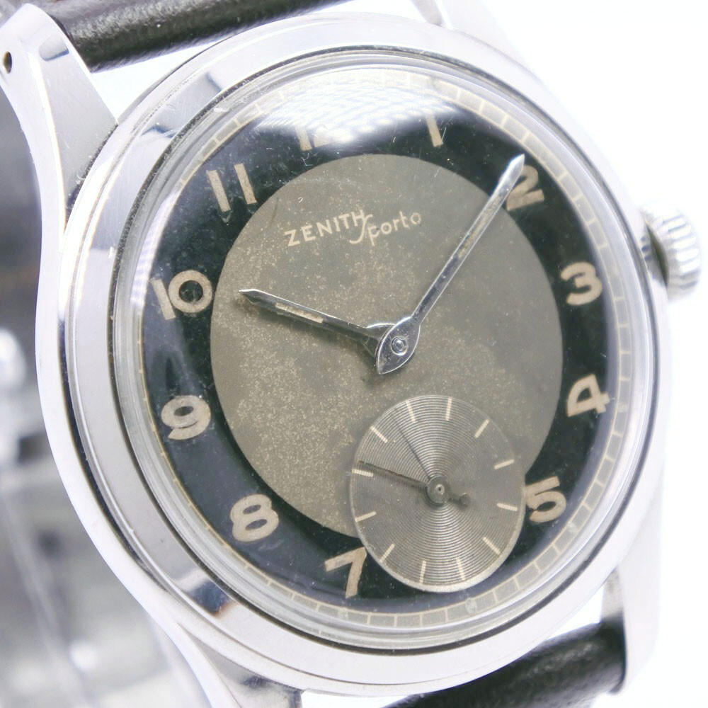 Zenith Bullseye Sport Vintage Stainless Steel x Leather Hand Zenith Bullseye Sport Vintage Stainless Steel x Leather Hand