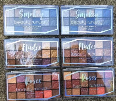 Set of 6 Beauty Runway Eye Shadow Makeup Palettes NUDES & SMOKEY & ROSES - NEW