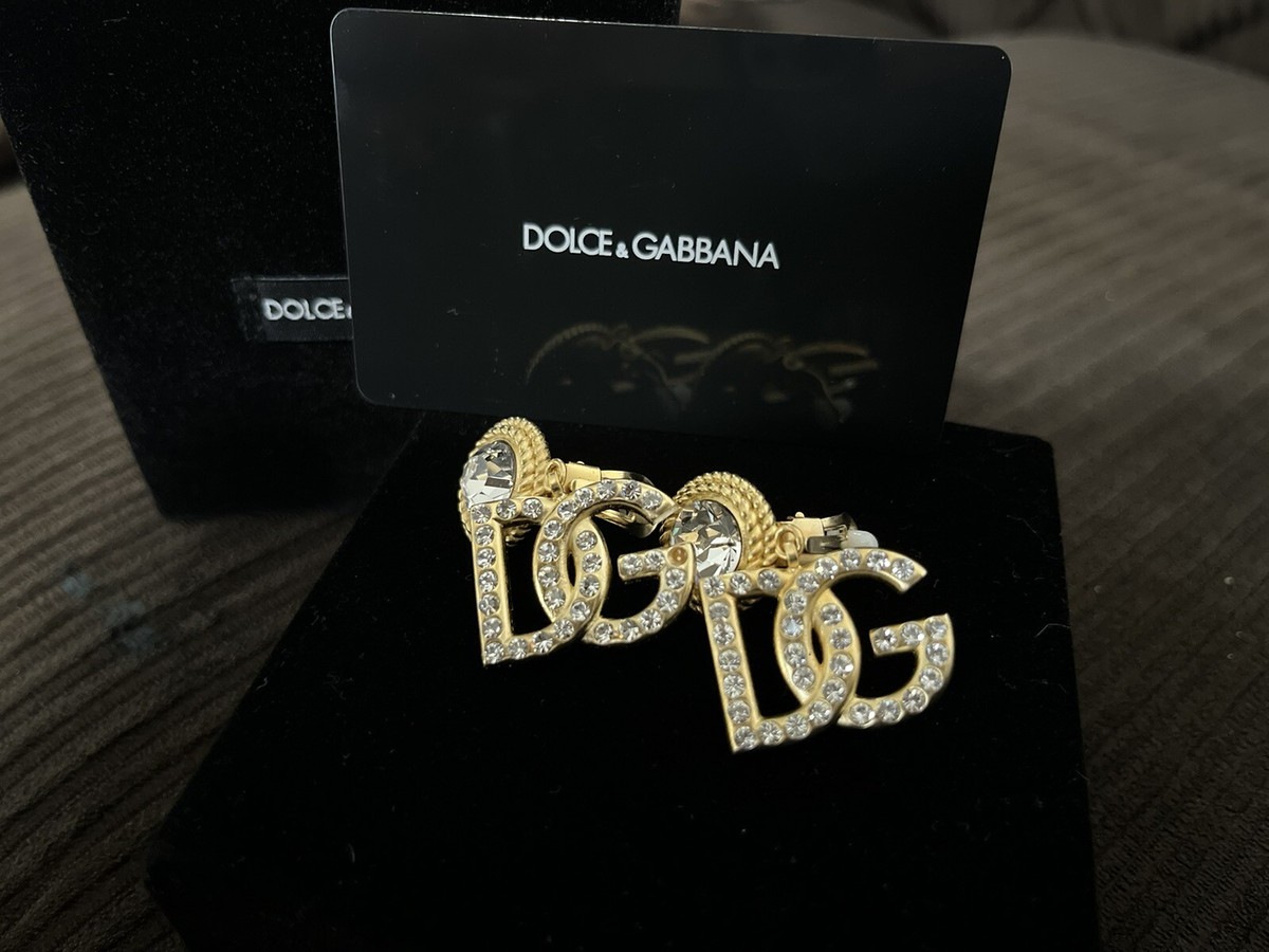 【関税＆送料込み】Dolce & Gabbana Crystal Logo Earrings Dolce & Gabbana DG Logo Rhinestones-Embellished Drop