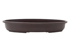 PLASTIC POT - Oval Lo Profile / Forest / Saikei Brown 17" x 12" x 2" FUKU Bonsai