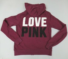 PINK BY VICTORIAS SECRET LOVE PINK PURPLE XS LIGHTWEIGHT ZIPUP JACKET HOOD D1961