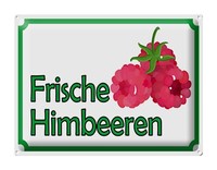 Blechschild Hinweis 40X30 Cm Frische Himbeeren Hofladen Deko Schild Tin Sign