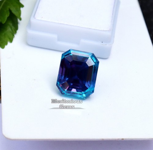 Emerald Cut 19 CT Loose Gemstone NATURAL BI-COLOR PITAMBARI SAPPHIRE CERTIFIED - Picture 5 of 7