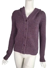 THEORY Bevy Speranza Dusty Purple Colorful Fleck Hooded Cardigan Sweater sz S