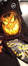 Boys Glowing Black Pumpkin T-Shirt Halloween Jack-O-Lantern Tee Shirt Glow XS 2X