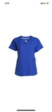 ClimateRight by Cuddl Duds Women  s Metro Blue Woven V-Neck Scrub Top XL