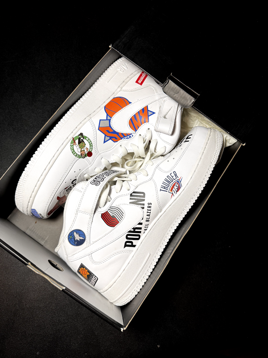 Nike x Supreme NBA Air Force 1 07 Mid White AQ8017-100
