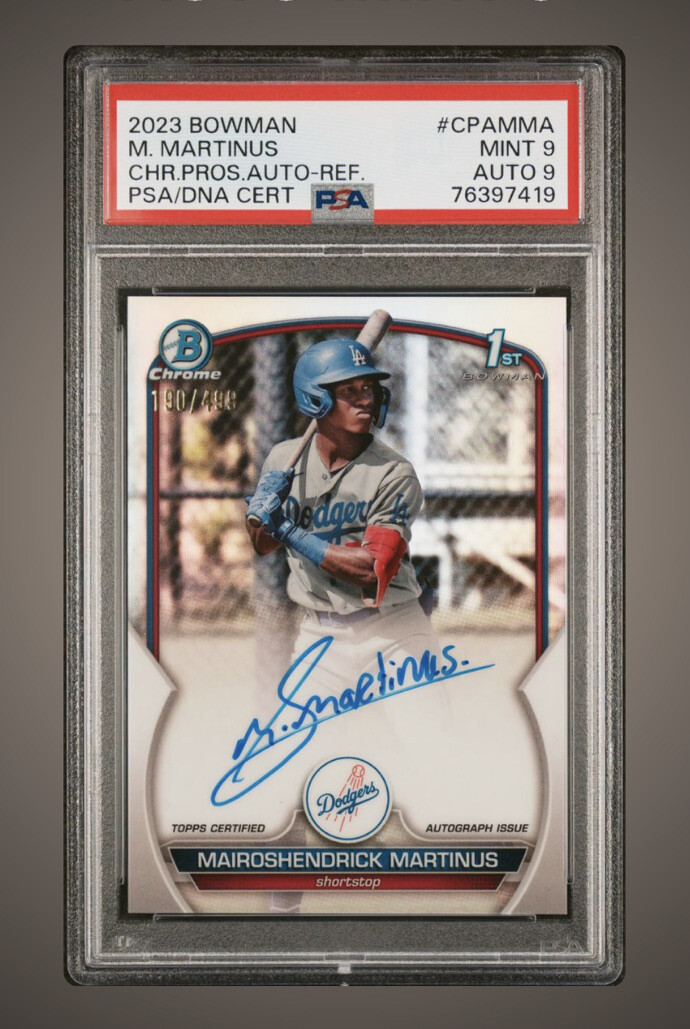 2023 Bowman Chrome Mairoshendrick Martinus 1st Refractor Auto /499 PSA 9 Auto 9