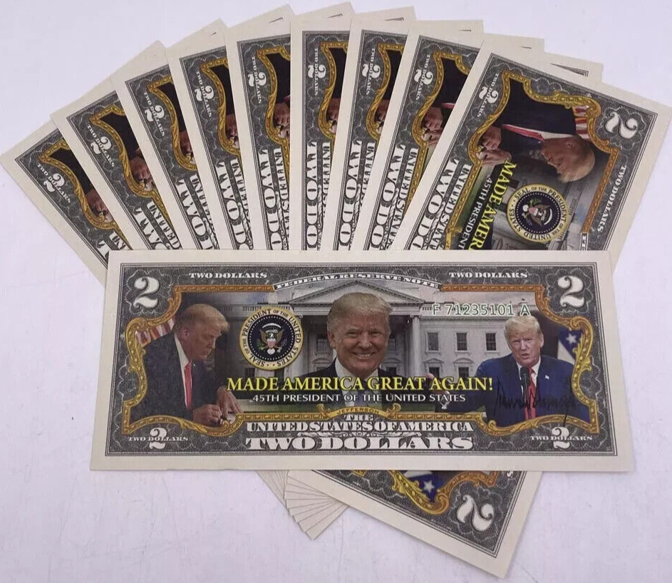 10 Donald Trump MAGA Commemorative $2 Banknotes - Collectible Lot #A3