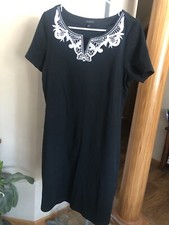 Women's Talbots Short Sleeve Dress Black & White Size L EUC