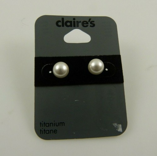 Titanium ball Faux pearl earring earrings posts - Picture 2 of 6