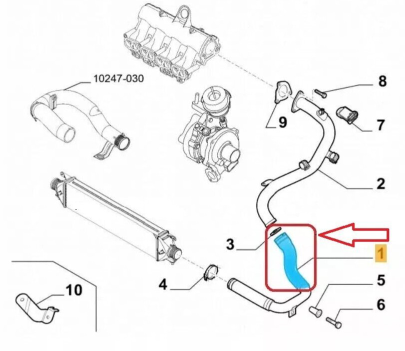 Turbo Hose Intercooler Hose for FIAT DOBLO 1.6 D Multijet 52005211