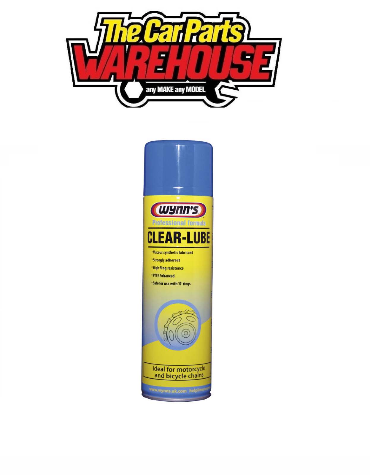 Clear Lube 500ml Synthetic Lubricant Fling Resistant Motorcycle Bike Wynns 10179
