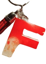 Red letter F w/Gold Flakes Keychain