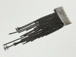 Chanel Chain Hair Comb Accessory Metal CC Coco Logo Dangle Fringe Designer Y2K Chanel Comb | eBay main image 2