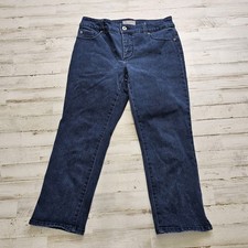Chicos So Slimming Ankle Pants Size 0 Pull On Cropped 28x23 Dark Wash Blue