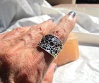 Vintage circles sterling silver 925 ring size 7.5 openwork unisex wide band