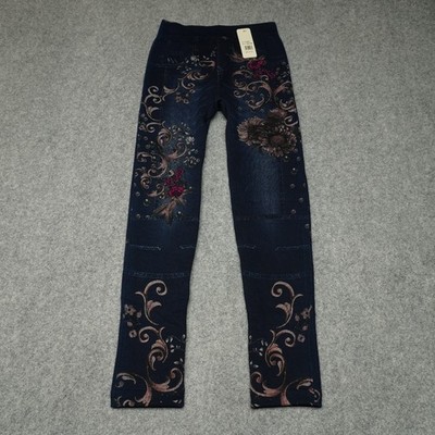 Julia Women's Floral Print Blue Stretch One Size Pants New