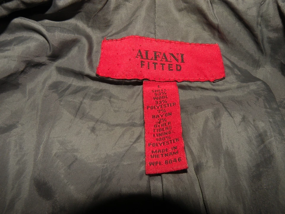 VINTAGE Alfani fitted Mens Large Wool Jacket Coat Military Style Grey Fashion - Image 2 of 4