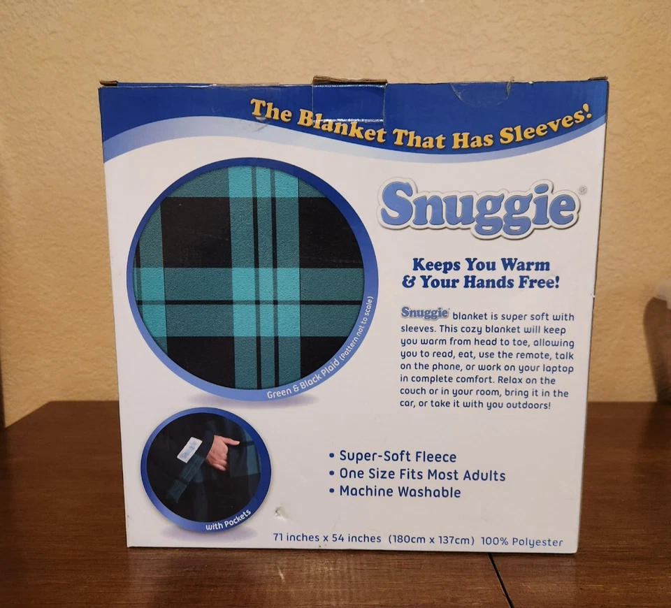 Manta de TV Snuggie Original a Cuadros con Mangas y Bolsillos Vellón Adulto Foto 2 de 4
