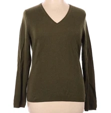Charter Club 100% Cashmere Sweater Olive Green V-Neck Size XL